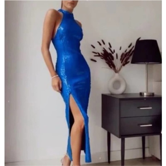 ZARA BLUE SEQUIN DRESS - Picture 4 of 17